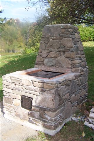 Custom barbeque grill made from stone