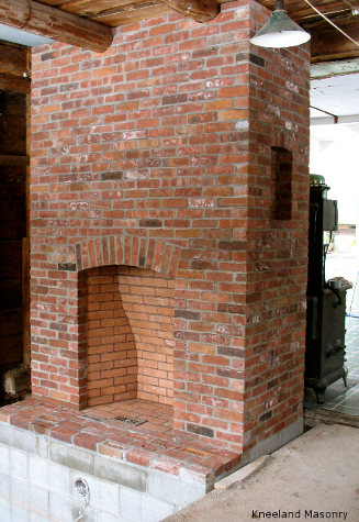 A brick fire place just completed