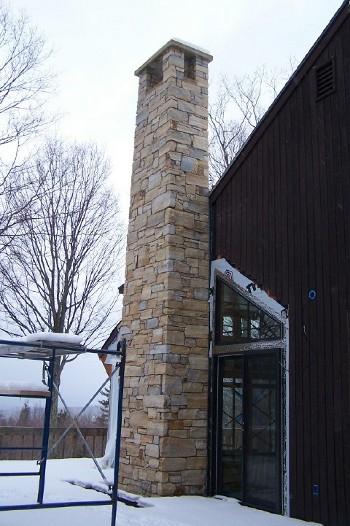 Exterior masonry chimney in Vermont